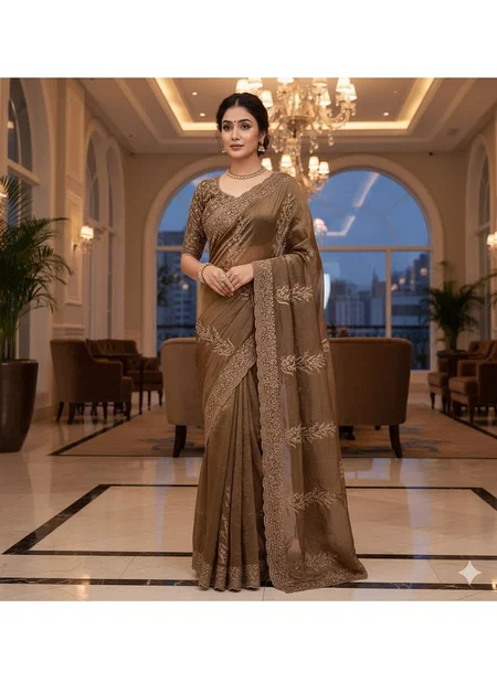 Ktd 2074 Fandy Satin With Emberodery Work Saree Wholesale Price In Surat